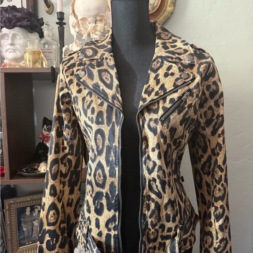 Leopard Print Women's Trip NYC moto Jacket M